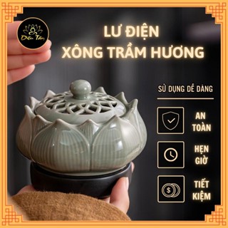 Lư điện xông trầm hương, lư đốt trầm hương, gỗ thơm, tinh dầu đa năng bằng sứ lư xông trầm cao cấp shop Diệu Tâm