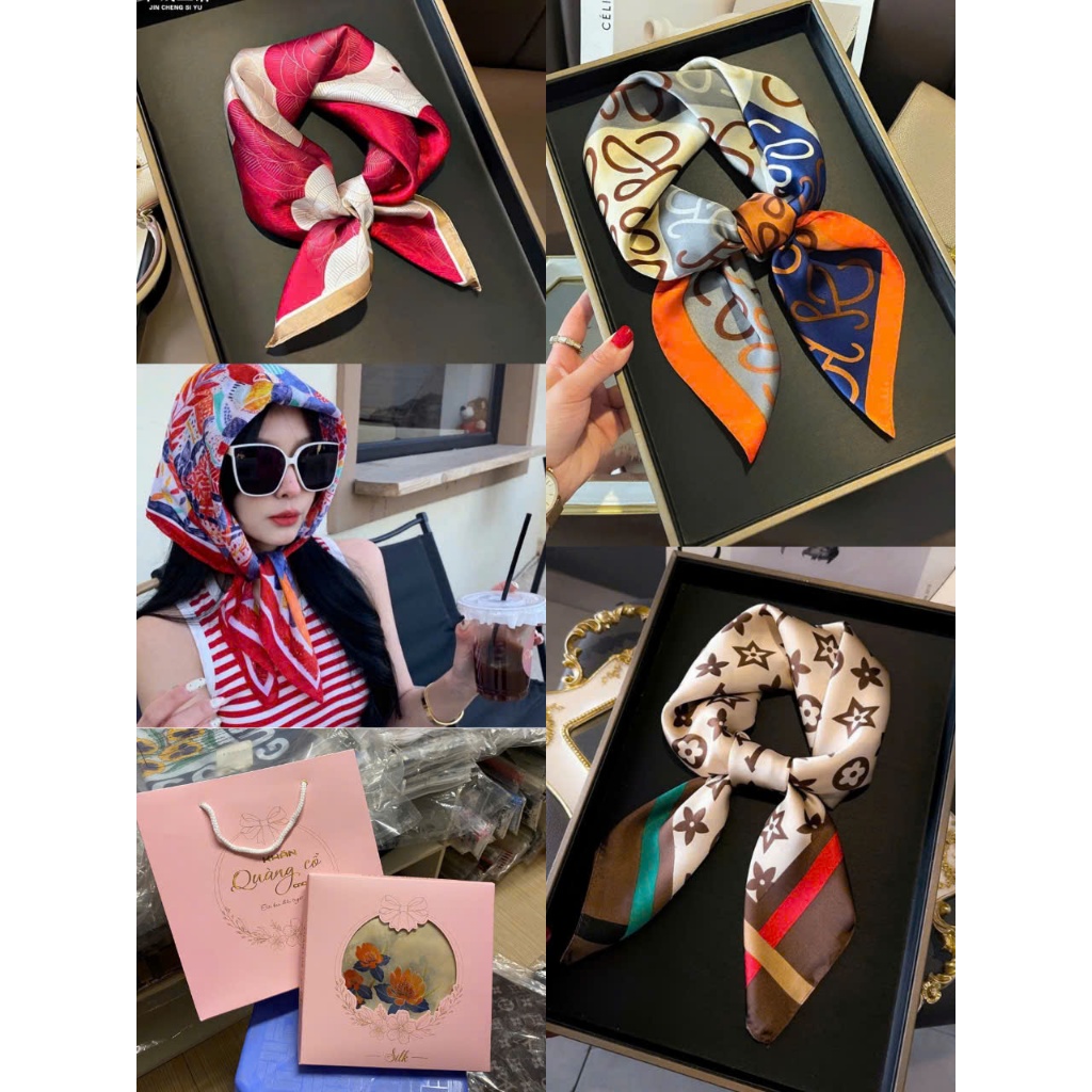 Khăn lụa size 70 [sét khăn + hộp]