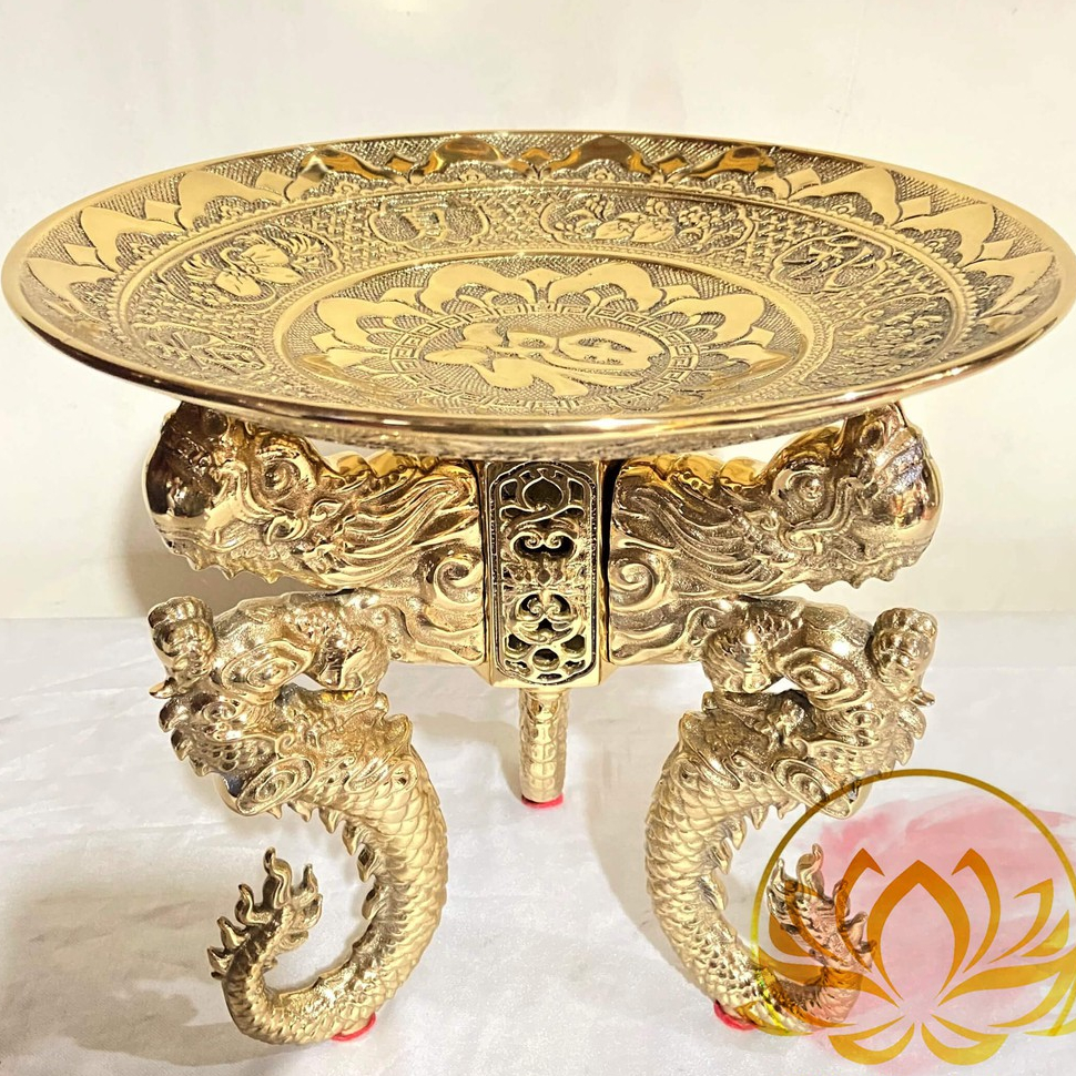 Đĩa Chò Trưng Trái Cây Thờ Cúng Bằng Đồng Cao 23cm