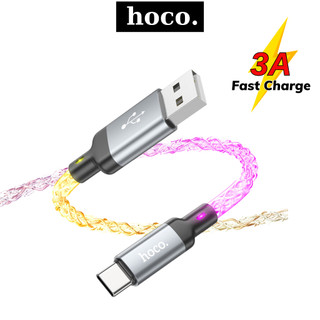 Dây sạc nhanh Hoco TypeC 3A cáp tích hợp đèn phát sáng đổi màu siêu bền cho máy android máy tính bảng