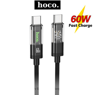 Dây sạc nhanh Type C 60W Hoco cáp thiết kế trong suốt bọc dù siêu bền cho dòng android máy tính bảng