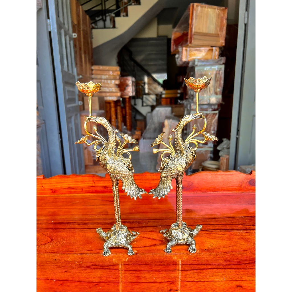 [HC2] Cặp Hạc Thờ Gia Tiên Bằng Đồng Thương Hiệu Vĩnh Tiến Cao 40cm