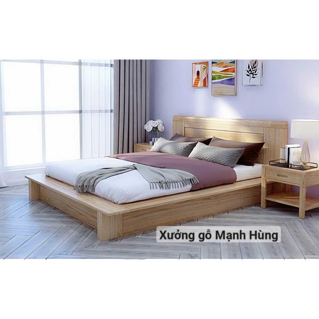 Giường ngủ gỗ sồi vai bè 1m8x2m – MS09