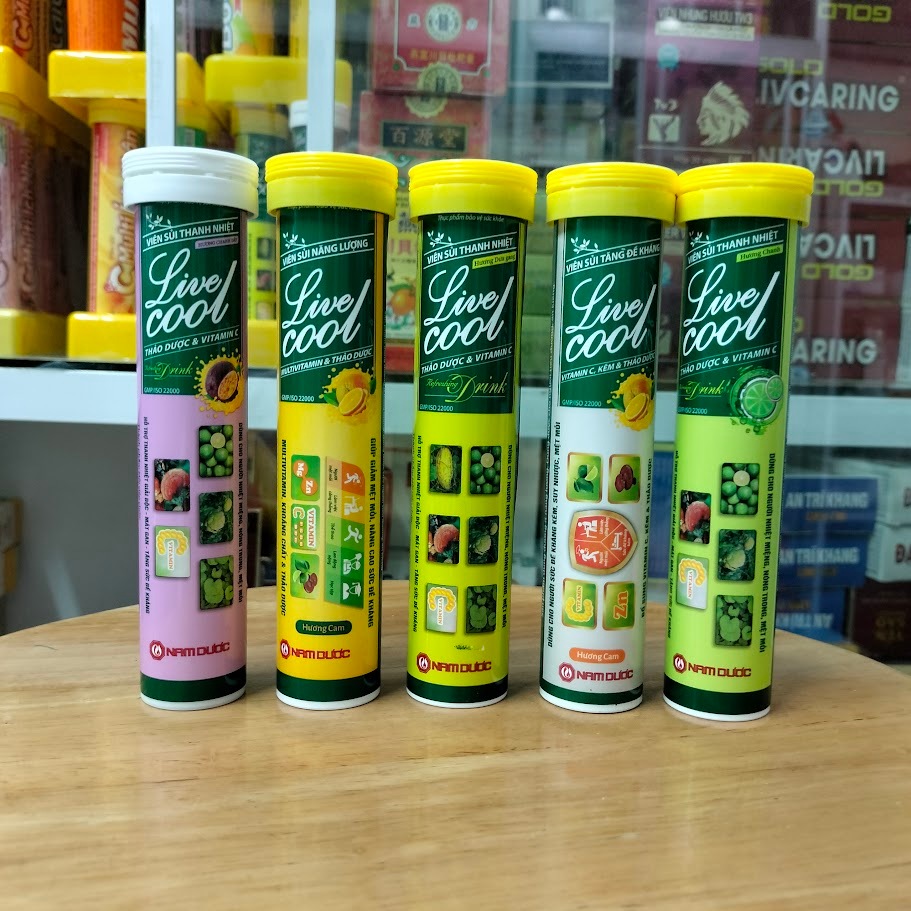 Viên sủi thanh nhiệt Live cool Nam Dược 16 viên x4g hỗ trợ giảm nhiệt miệng nóng trong, giải độc, mát gan