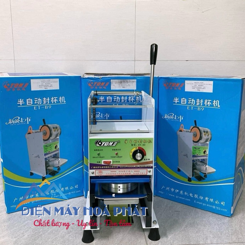 Máy dán cốc, dập nắp ly tự động cuốn màng
