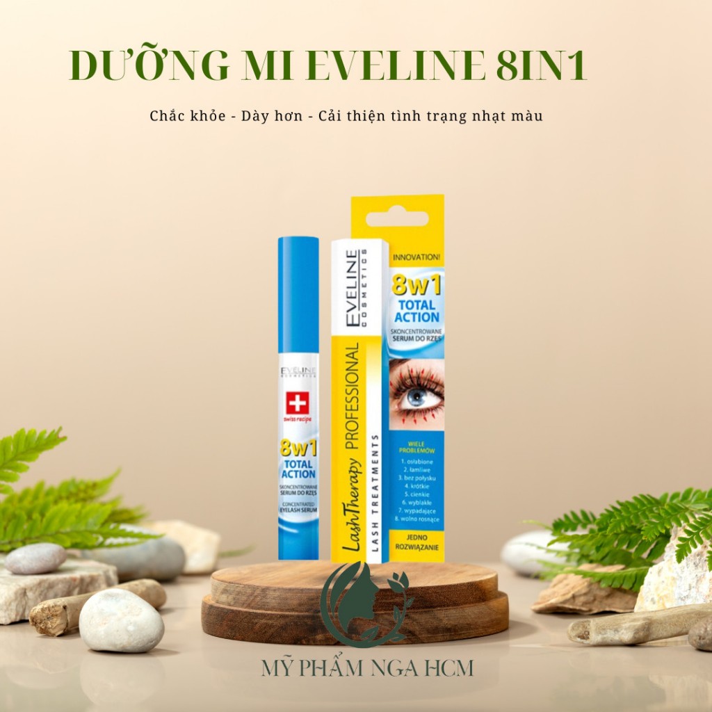 Dưỡng mi Eveline 8in1 - Dưỡng dài dày & cong mi Eveline