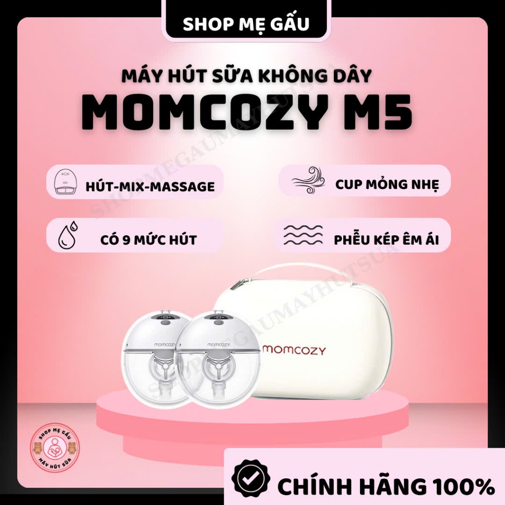 Máy hút sữa không dây Momcozy M5 mới - Shop Mẹ Gấu máy hút sữa Hà Nội