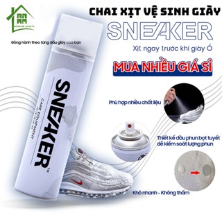 Xịt vệ sinh giày bọt tuyết Sneaker 300ml, bình xịt làm sạch giầy cao, sịt giặt khô giày Shoes2h