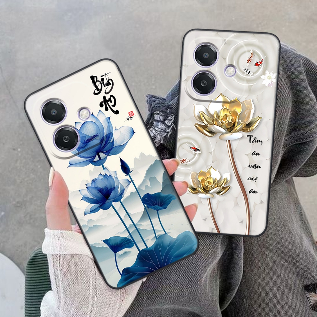 Ốp lưng Oppo A3 / A3X/ A5i/ A3i (5G) mẫu thư pháp bông sen, chữ cha mẹ,bình an