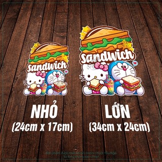 Hình dán bánh mì kẹp thịt SANDWICH decal trang trí tủ kính cửa kính quán ăn sáng điểm tâm burger menu