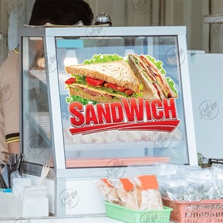 Hình dán bánh mì kẹp thịt SANDWICH decal trang trí tủ kính cửa kính quán ăn sáng điểm tâm burger menu