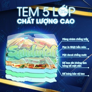 Hình dán bánh mì kẹp thịt SANDWICH decal trang trí tủ kính cửa kính quán ăn sáng điểm tâm burger menu