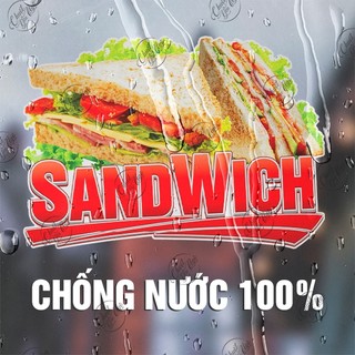 Hình dán bánh mì kẹp thịt SANDWICH decal trang trí tủ kính cửa kính quán ăn sáng điểm tâm burger menu