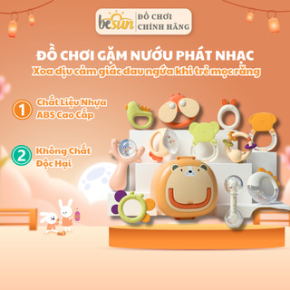 Bộ đồ chơi xúc xắc gặm nướu cho bé BESUN siêu cao cấp cho hộp đựng hình cá heo gấu vàng