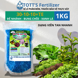 Phân bón Npk 30-10-10 gói 1kg giúp cây ra lá chồi xanh đọt