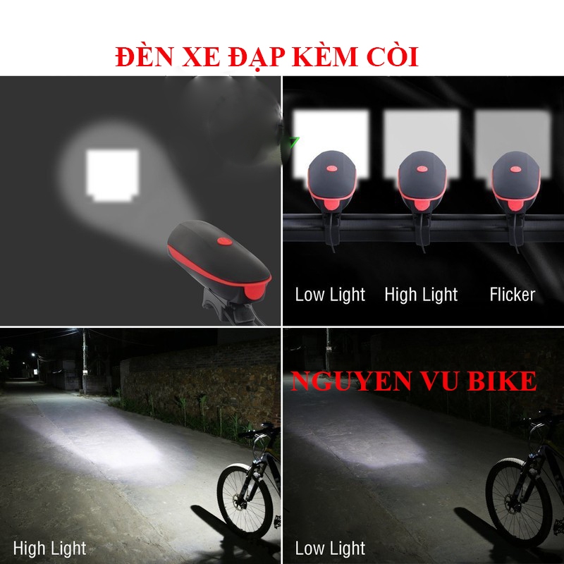 Đèn còi xe đạp thể thao sạc usb
