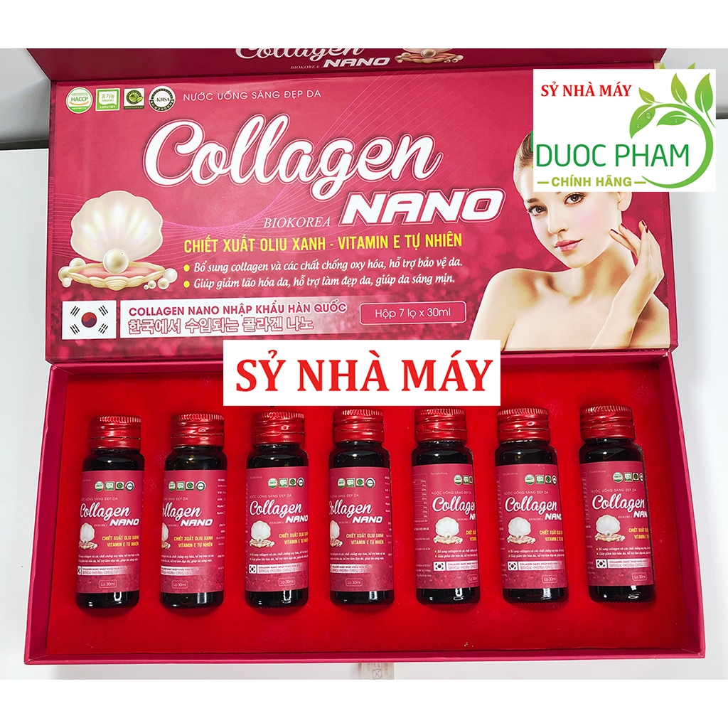 COLLAGEN NANO_Collagen nước uống Hàn Quốc Hộp lớn 7 chai làm trắng da trẻ hoá làn da xoá mờ nám đều màu da