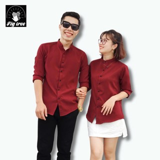 Áo Sơ Mi Nữ Fig Tree Màu Đỏ Đô Cổ Trụ Cá Tính, Cuốn Hút( hàng thiết kế fullsize 75kg)