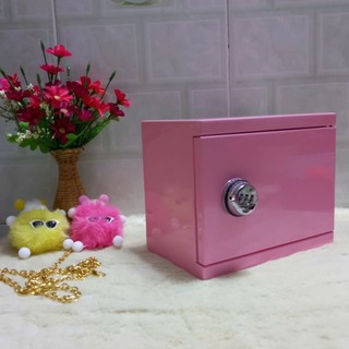 Tủ sắt hồng ngang mini khóa mã số thay cho ống heo đất truyền thống phải đập vỡ heo đất mới lấy tiền bên trong