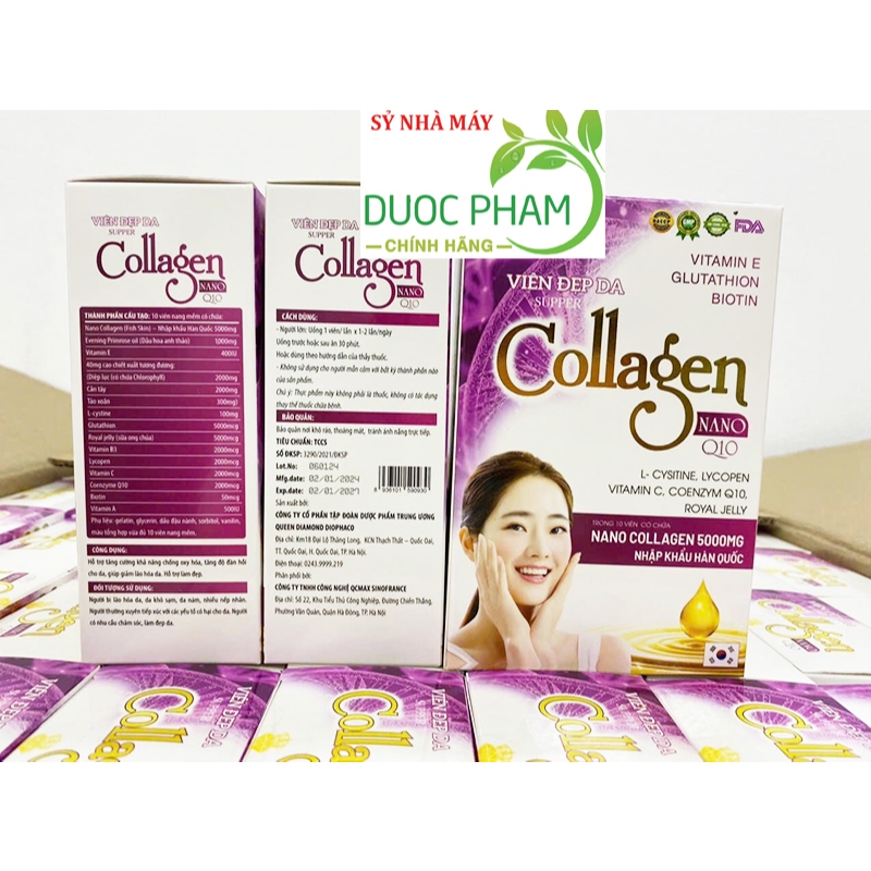 Viên uống Collagen Nano Q10 giúp đẹp da, căng da, mờ sạm, nám
