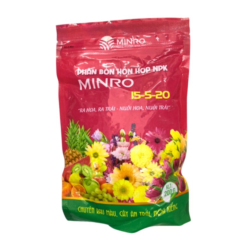 Phân NPK Minro 15-5-20 bao, phân bón kích ra hoa, đậu trái, nuôi hoa, nuôi trái