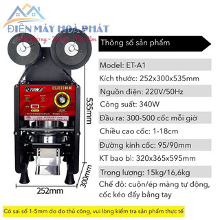 Máy dập cốc, dán miệng ly ET-A1 + cuộn màng