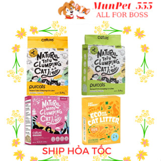 Cát đậu nành Cature cho mèo chính hãng 6l túi 2,4kg và cát Gỗ cature chính hãng