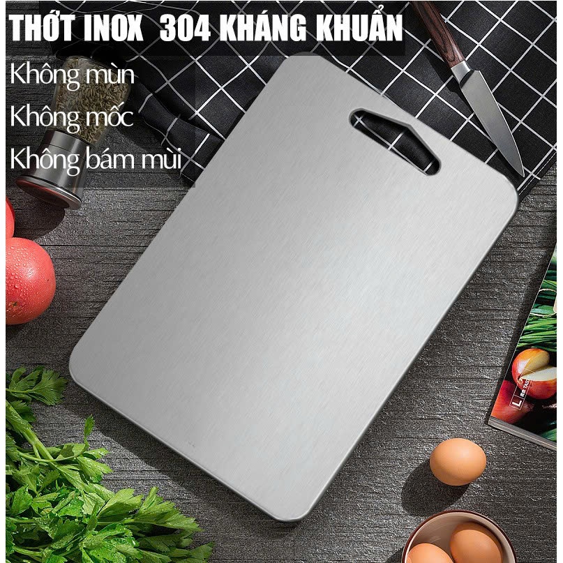 Thớt Inox 304 kháng khuẩn  – chống nấm mốc, trọn đời không gỉ sét-Thớt Inox Cao Cấp Kháng Khuẩn Khử Mùi Chính Hãng