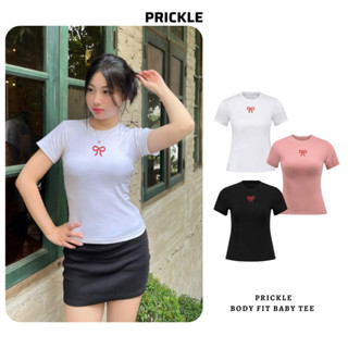 [MÀU MỚI] Áo Thun Nữ Baby Tee Ôm Thêu Nơ Body Fit PRICKLE Premium Cotton 40-75kg Bigsize