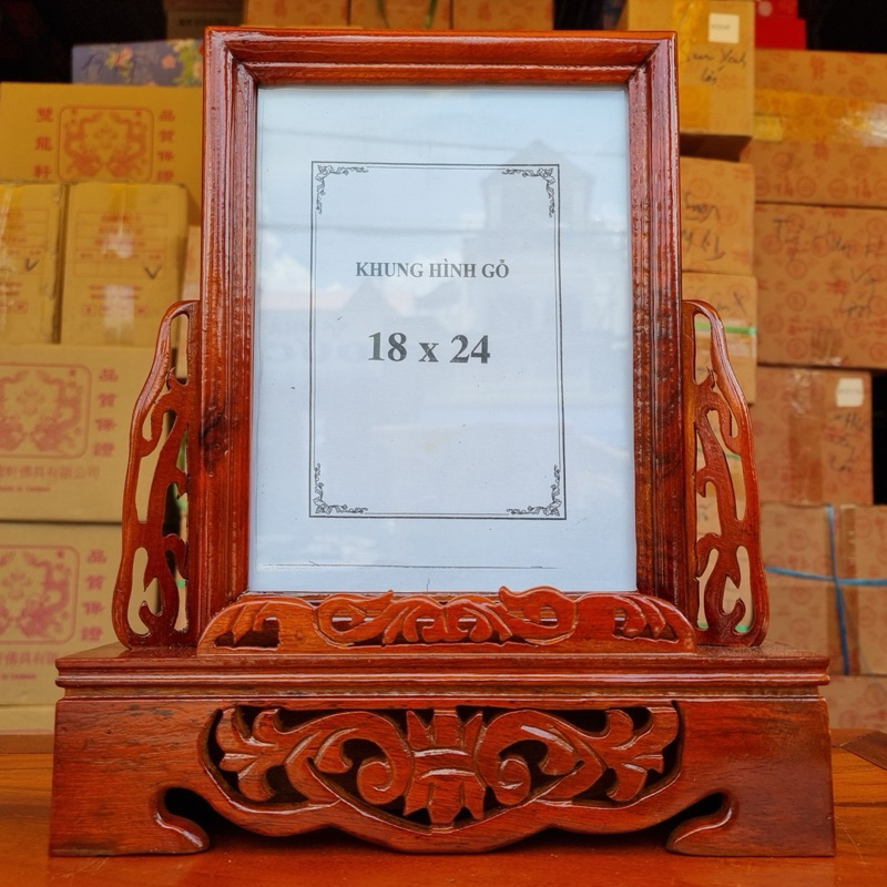 [Hàng Đẹp Giá Rẻ] Khung Hình Thờ 18x24 Gỗ Xà Cừ Màu Đỏ Hàng Bán Chạy Nhất