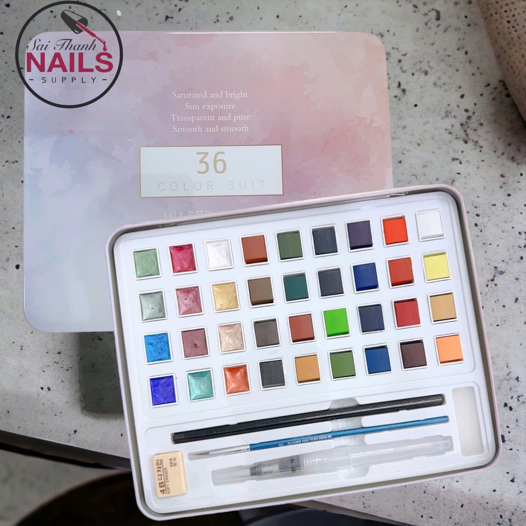 Set màu nước 36 màu   nail