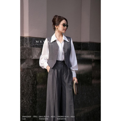 Set Áo Vest Gile Và Quần Ống Rộng Nữ MY WAY Kẻ Sọc Sang Trọng 3MA0365 - TR0 #5MJLB210 - 1MQB01414 - KE0