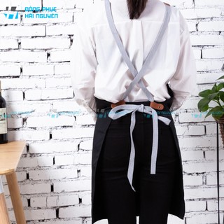 Tạp dề pha chế phối da cao cấp tạp dề đồng phục kaki cotton