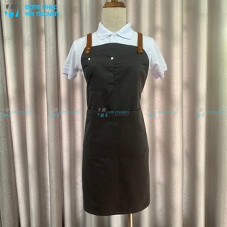 Tạp dề pha chế phối da cao cấp tạp dề đồng phục kaki cotton
