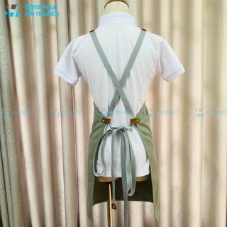 Tạp dề pha chế phối da cao cấp tạp dề đồng phục kaki cotton