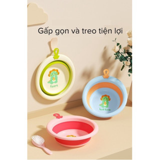 Chậu rửa mặt gấp gọn treo tường hình Khủng long cho bé siêu đáng yêu