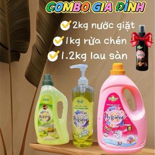   Combo Gia Đình  Siêu Tiết Kiệm:Can Nước Giặt 2kg,1 Rửa Chén Sinh Học 1kg,1 Lau Sàn Đậm Đặc -Tặng Kèm Chai Xịt Thơm 100g 