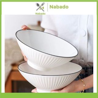 Tô sứ Trắng viền đen, Bát tô sứ ăn cơm, ăn phở họa tiết đơn giản và nhiều mẫu mã, Bát tô loe, Bát ăn phở, Bát tô mỳ