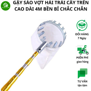  Sào Gậy 4M Rút Gọn Còn 1,2M Thép INOX 304 Siêu Bền Giúp Hái Trái Cây Trên Cao Dễ Dàng Kèm Vợt Hái 