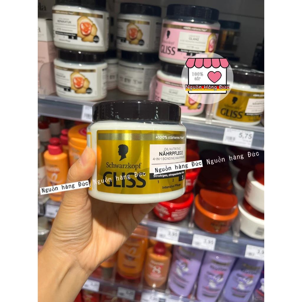 [Mẫu mới nhất] Ủ tóc Gliss Kur (Bản chuẩn Đức) Siêu thơm mềm mượt phục hồi hư tổn Glisskur - Nguồn hàng Đức