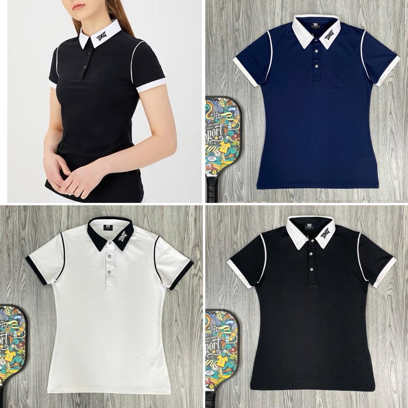 Áo Thun Thể Thao Nữ PXG Cổ Trụ Logo Thêu Xịn Đẹp Vải Thun Cao Cấp, Áo Golf, Tennis, Pickleball, Cầu Lông