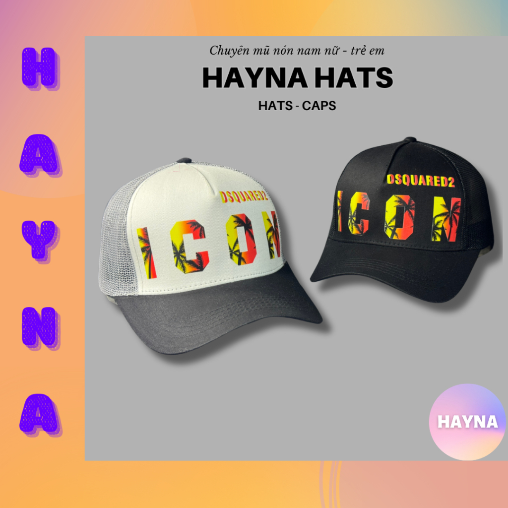 Mũ Lưỡi Trai ICON cây dừa DSQUARED2 Khoá Nút Thời Trang Nam Nữ, nón kết kaki phối lưới Dsquared2 tho