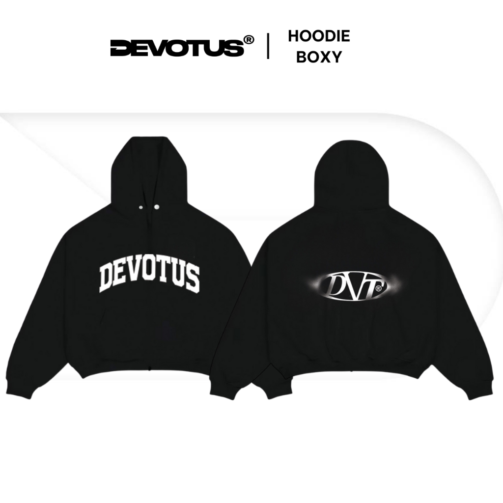  Áo khoác Hoodie TĐ form BOXY Local Brand Unisex Devotus Nỉ bông Cotton 350gsm - TYPO LOGO 
