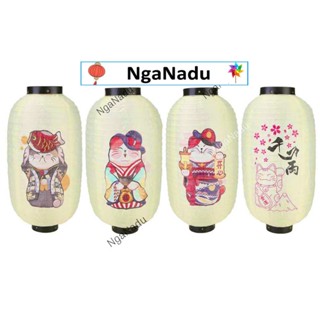 Đèn lồng Nhật Bản in hình Mèo Thần Tài may mắn,món ăn lễ hội đèn lồng trang trí Tết nhà hàng,cà phê,công viên,vui chơi
