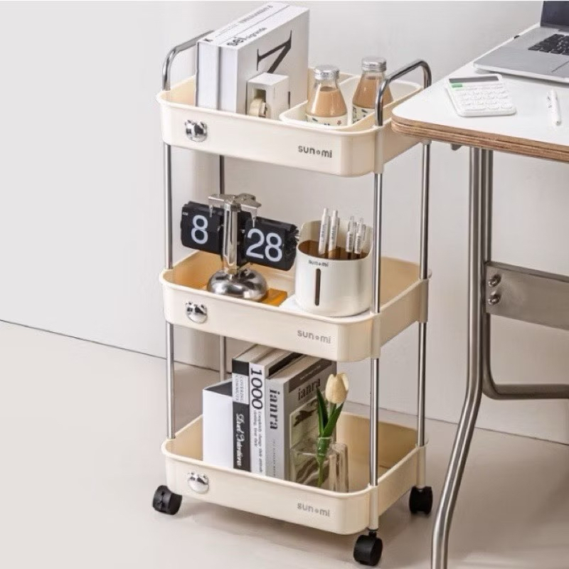 kệ gấu đa năng 3 tầng có bánh xe xoay tròn 360 độ