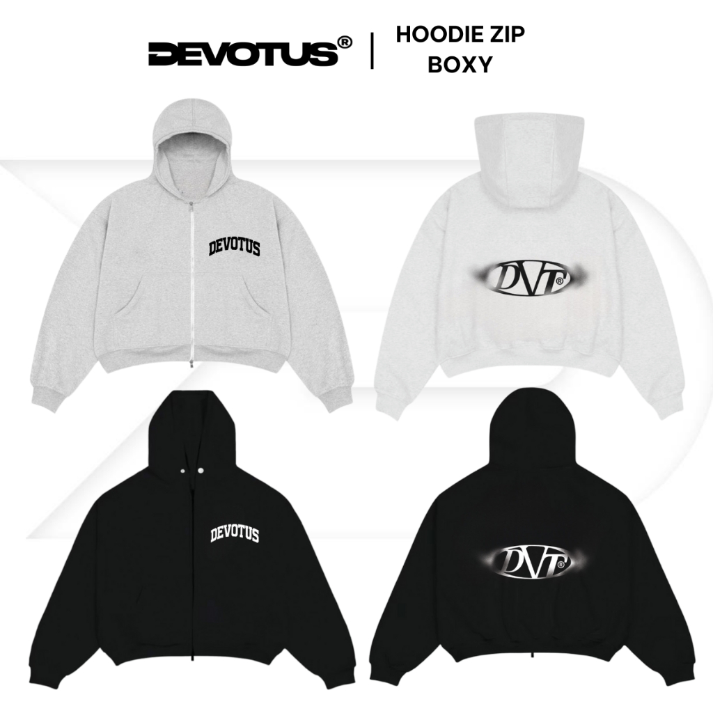[ OUTLET ] Áo khoác HOODIE ZIP form BOXY Unisex Devotus Nỉ bông Cotton 350gsm - BLUR KHOÁ KÉO 2 CHIỀ