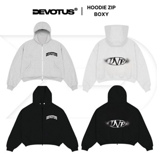 Áo khoác HOODIE ZIP form BOXY Unisex Devotus Nỉ bông Cotton 350gsm - BLUR KHOÁ KÉO 2 CHIỀU YKK