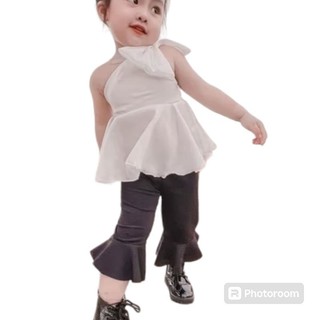 sét áo lệch vai quần loe cho bé