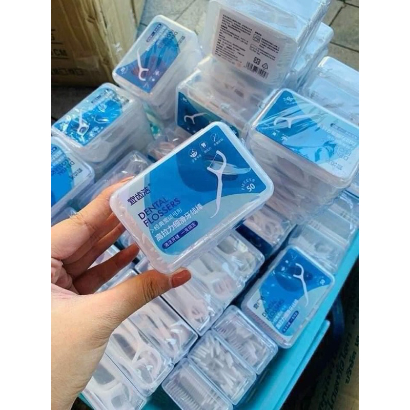 Combo 3 hộp chỉ 49k tăm chỉ nha khoa (3 hộp tổng là 150 cái chỉ có 49k/3 hộp thôi ạ)