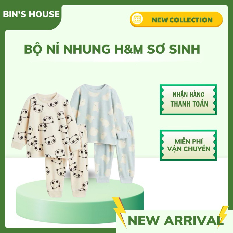 [Au.th]Bộ nỉ nhung sơ sinh H&M sz 0-9M